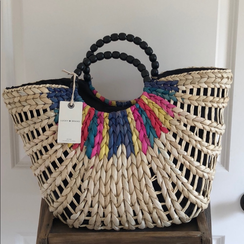 NWT Lucky Brand straw picnic tote